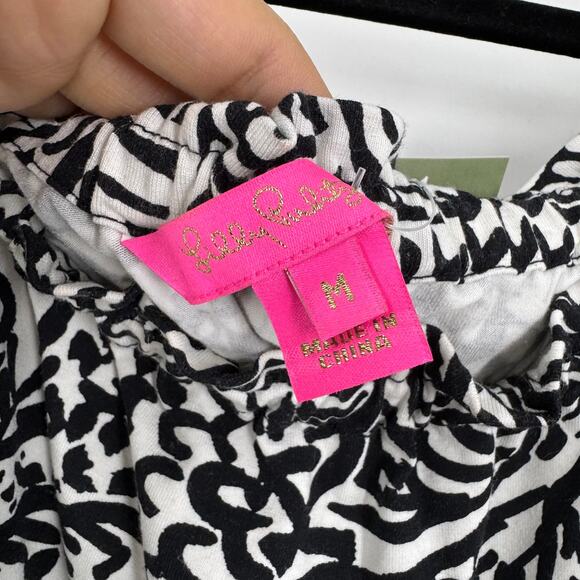 Lilly Pulitzer Calla black and white off-the-shoulder romper - Picture 2 of 3